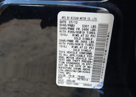 2013 Infiniti Fx37 z USA, uszkodzony, nr VIN JN8CS1MU1DM140944